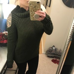 SOLD Dark green off the shoulder sweater